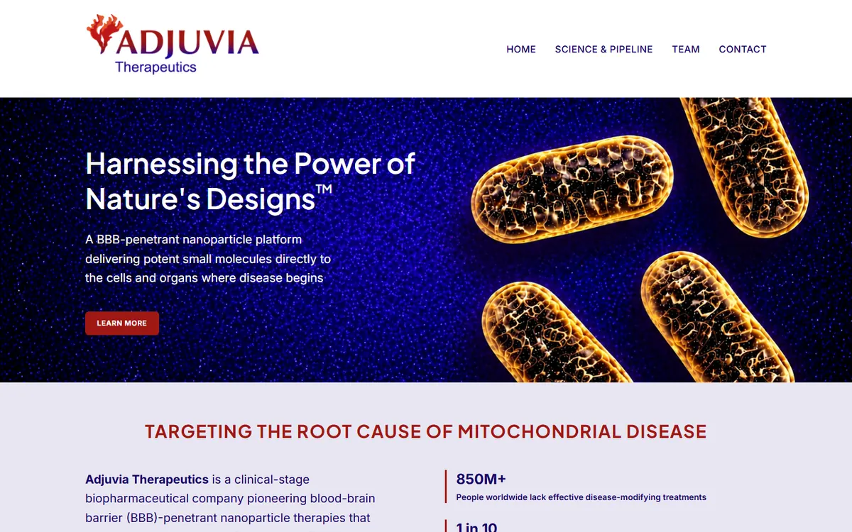 Adjuvia Therapeutics homepage