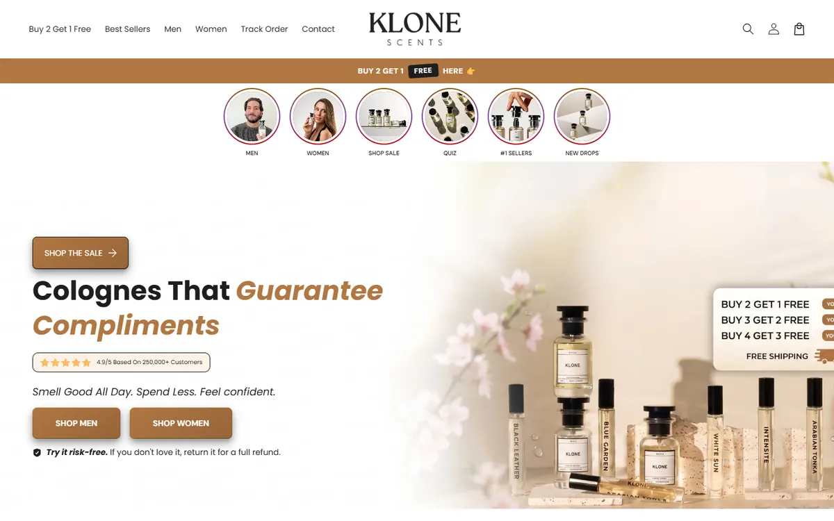 Klone Scents homepage