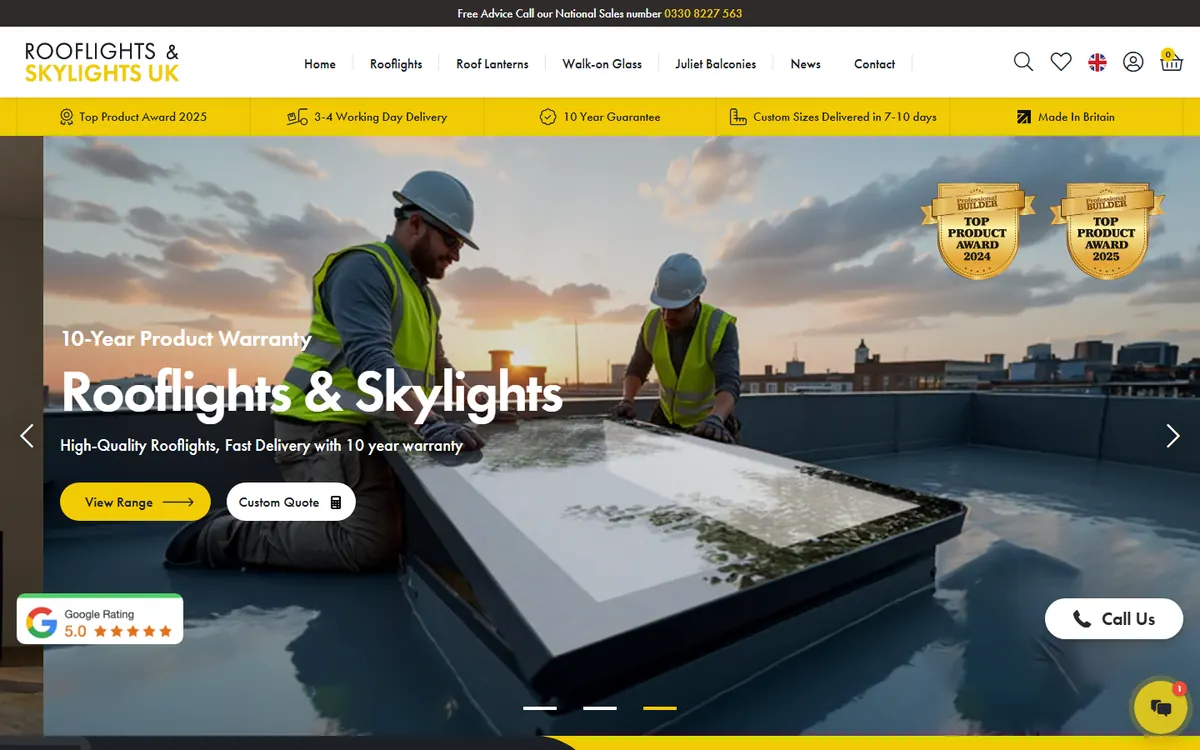 Rooflights & Skylights UK homepage