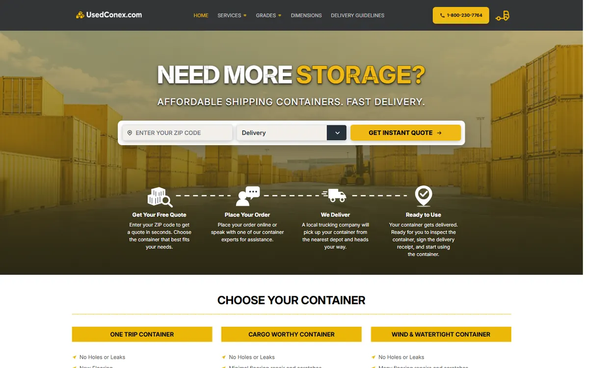 Used Conex homepage